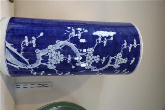 A Chinese blue and white stick stand, c.1900, H. 47cm